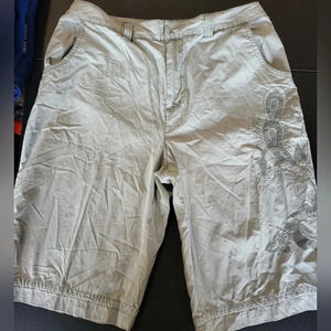 Caribbean Joe Khaki Shorts Girls Boys Size 10 Embroidered Pattern Drawstring